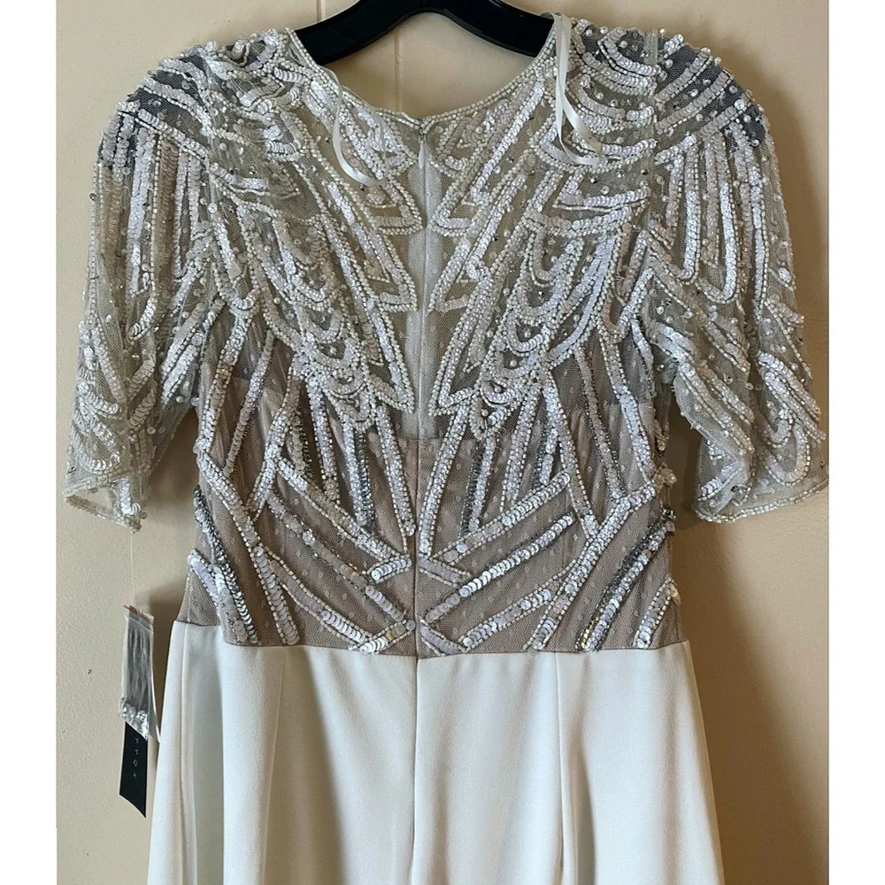 Aidan Mattox Ivory White Sequin Embellished Jumpsuit